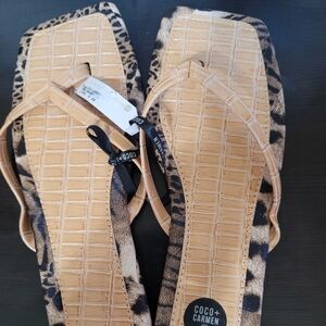 Coco Carmen Animal Print sandals size 7. Nwt